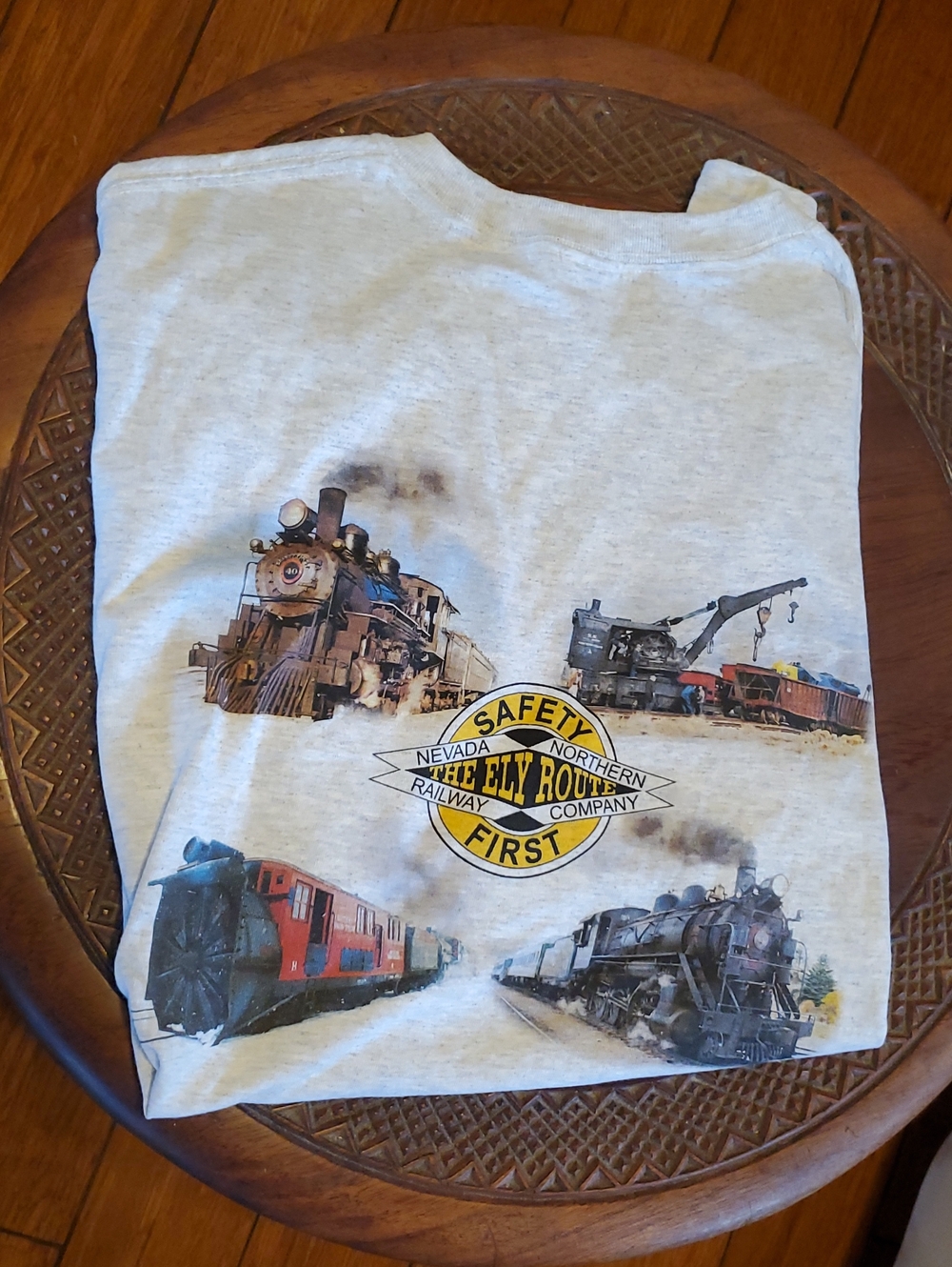 Gildan Light Gray 'Safety First' Train Graphic Tee